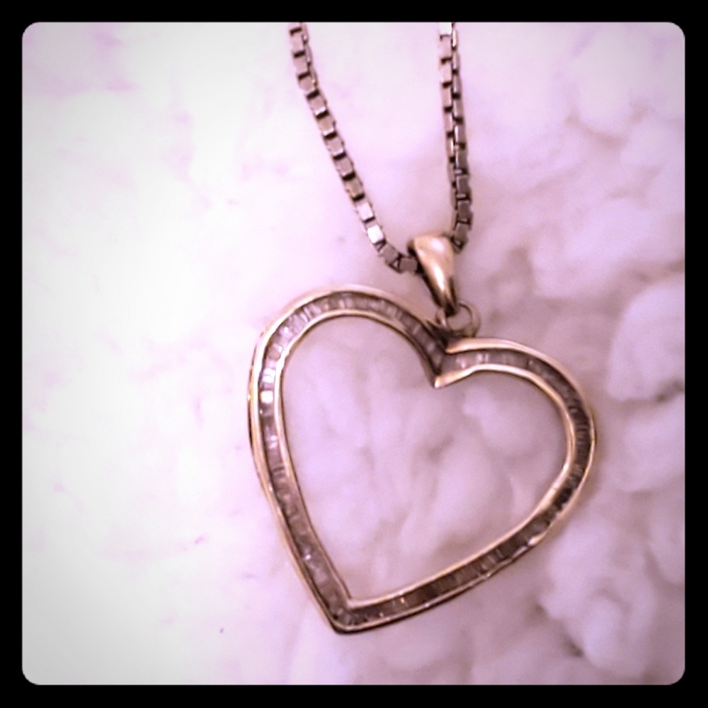 14 K plated Gold diamond Heart Shaped Necklace